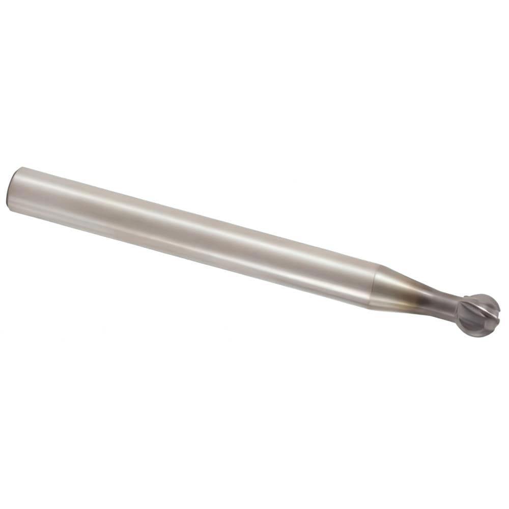 Ball End Mill: 8.00 mm Dia, 6.20 mm LOC, 4 Flute, Solid Carbide