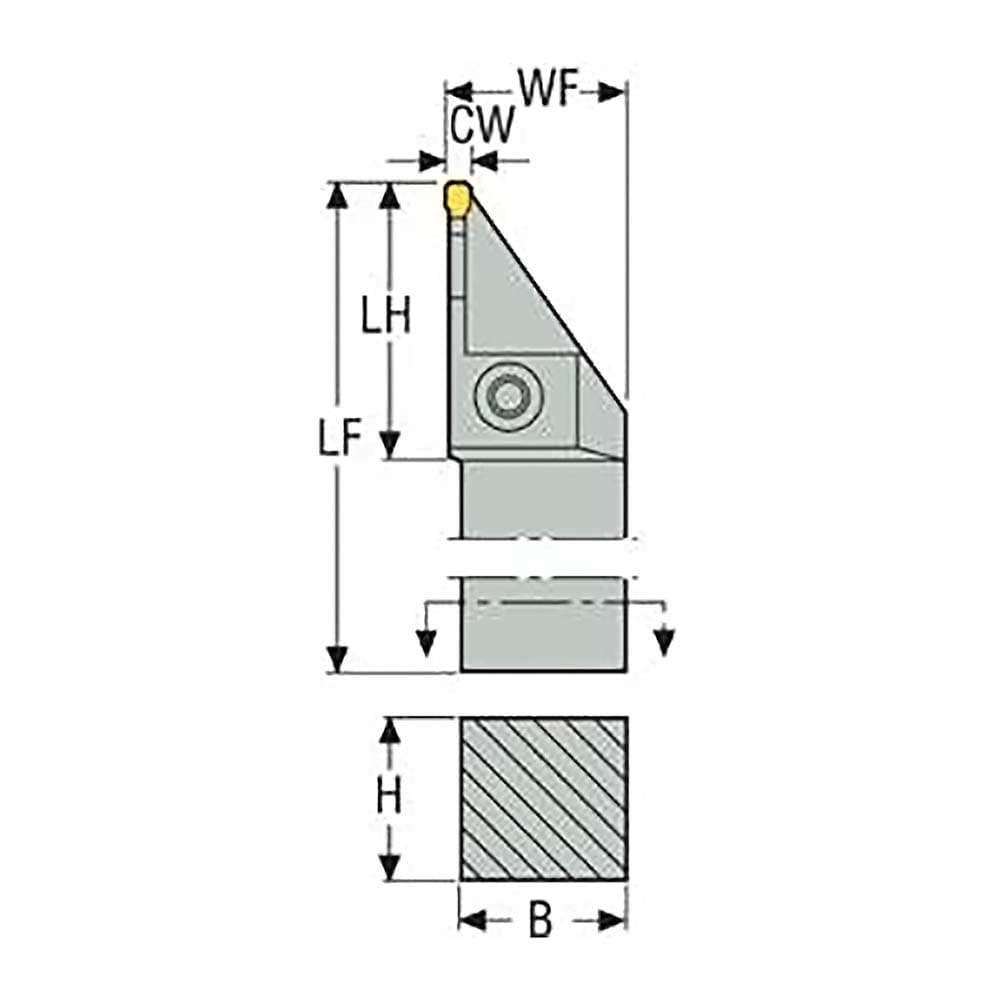 3mm Min Width, External Right Hand Indexable Grooving Toolholder