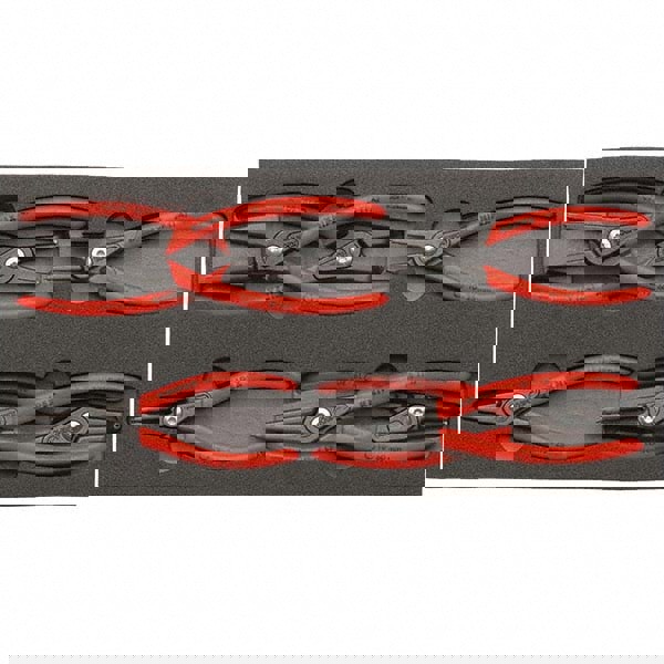 Plier Sets; Set Type: Internal Ring Pliers ; Container Type: Foam Inserts ; Overall Length: 5-1/2 in; 7-1/4 in ; Handle Material: Non-Slip Plastic