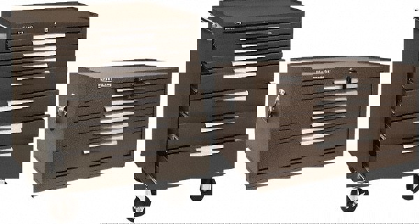 7 Drawer, 2 Piece, Brown Steel Roller Cabinet Combo