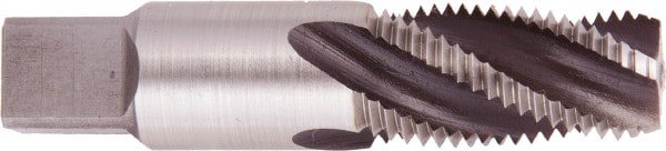 1/4-18 NPT, 4 Flutes, Taper Chamfer, Bright Finish, High Speed Steel, Spiral Flute Pipe Tap