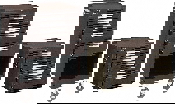 5 Drawer, 2 Piece, Brown Steel Roller Cabinet Combo