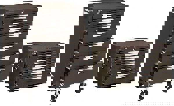 7 Drawer, 2 Piece, Brown Steel Roller Cabinet Combo