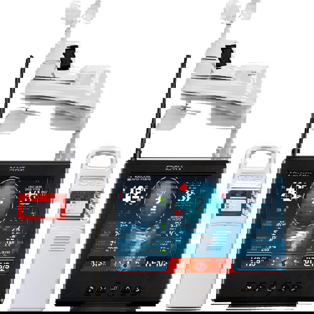 Weather Stations; Measures: Dew Point; Humidity; Rainfall; Temperature; Wind Direction; Wind Speed ; Wifi Capability: No ; Lightning Detector: Yes ; Measures Indoor Temperature: Yes ; Anemometer: Yes ; Measures Indoor Humidity: Yes