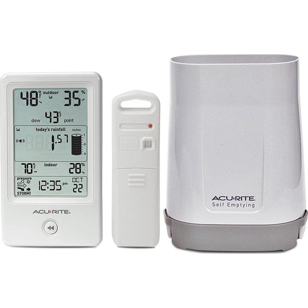 Rain Gauges; Thermometer: Yes ; Magnifying: No ; Mount Type: Wall ; Material: Plastic ; Height (Decimal Inch): 6in ; Width (Decimal Inch - 4 Decimals): 4.9000