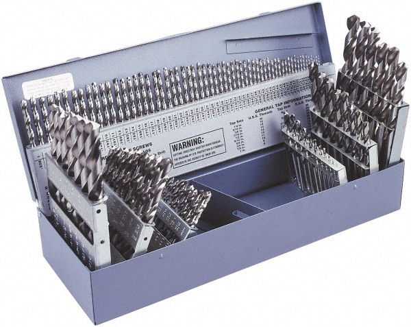 Drill Bit Set: Jobber Length Drill Bits, 115 Pc, 118 &deg;, High Speed Steel