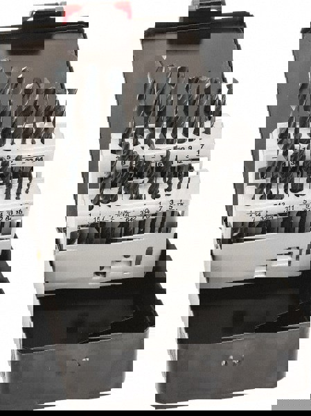 Drill Bit Set: Jobber Length Drill Bits, 21 Pc, 118 &deg;, High Speed Steel