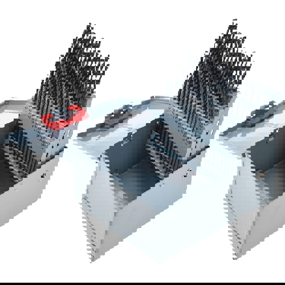 Drill Bit Set: Jobber Length Drill Bits, 60 Pc, 118 &deg;, High Speed Steel