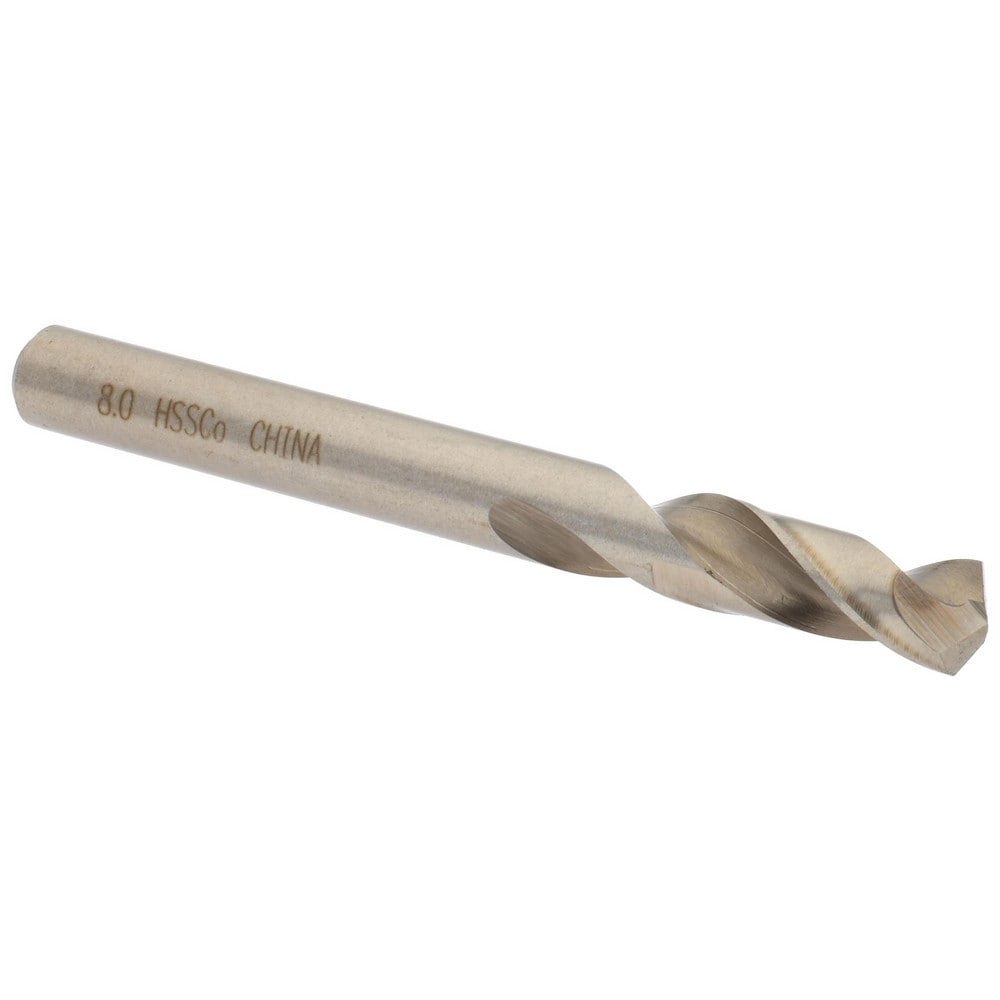 Screw Machine Length Drill Bit: 8.00 mm Dia, 135 deg Point, Cobalt