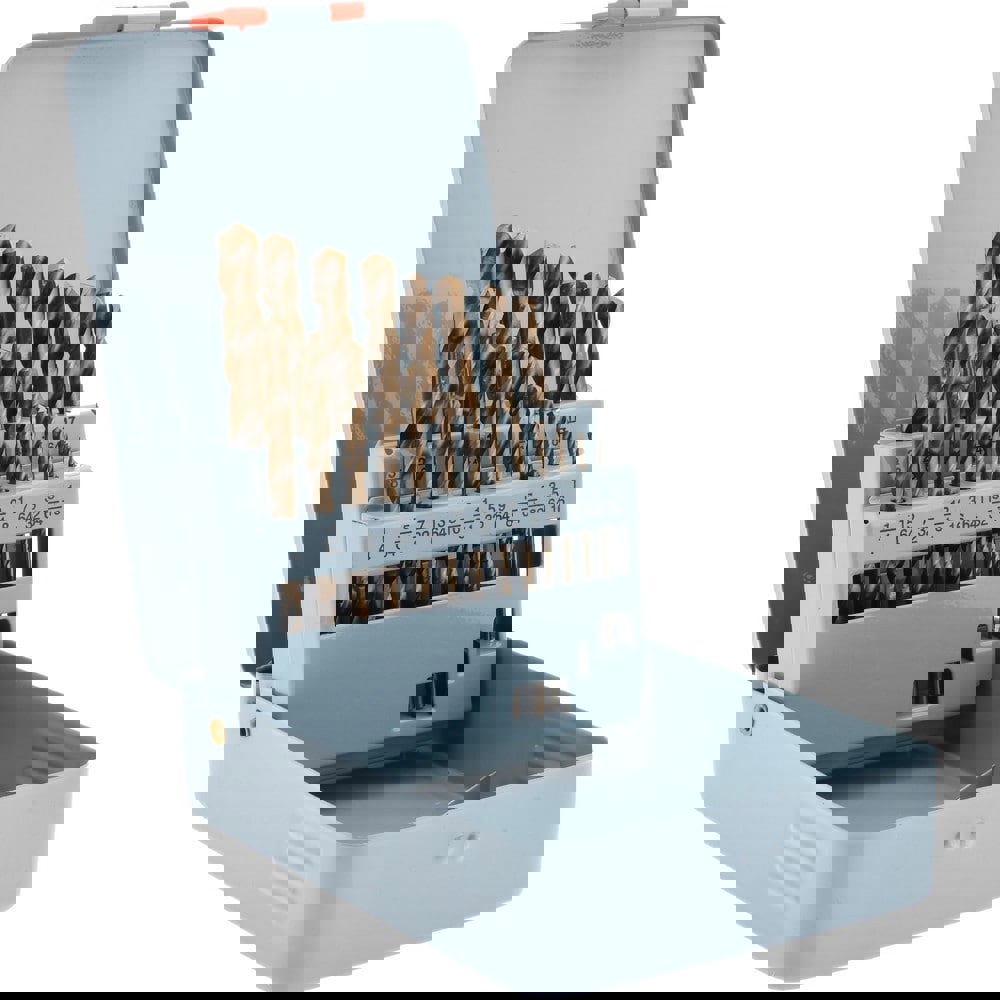 Drill Bit Set: Jobber Length Drill Bits, 21 Pc, 135 &deg;, Cobalt