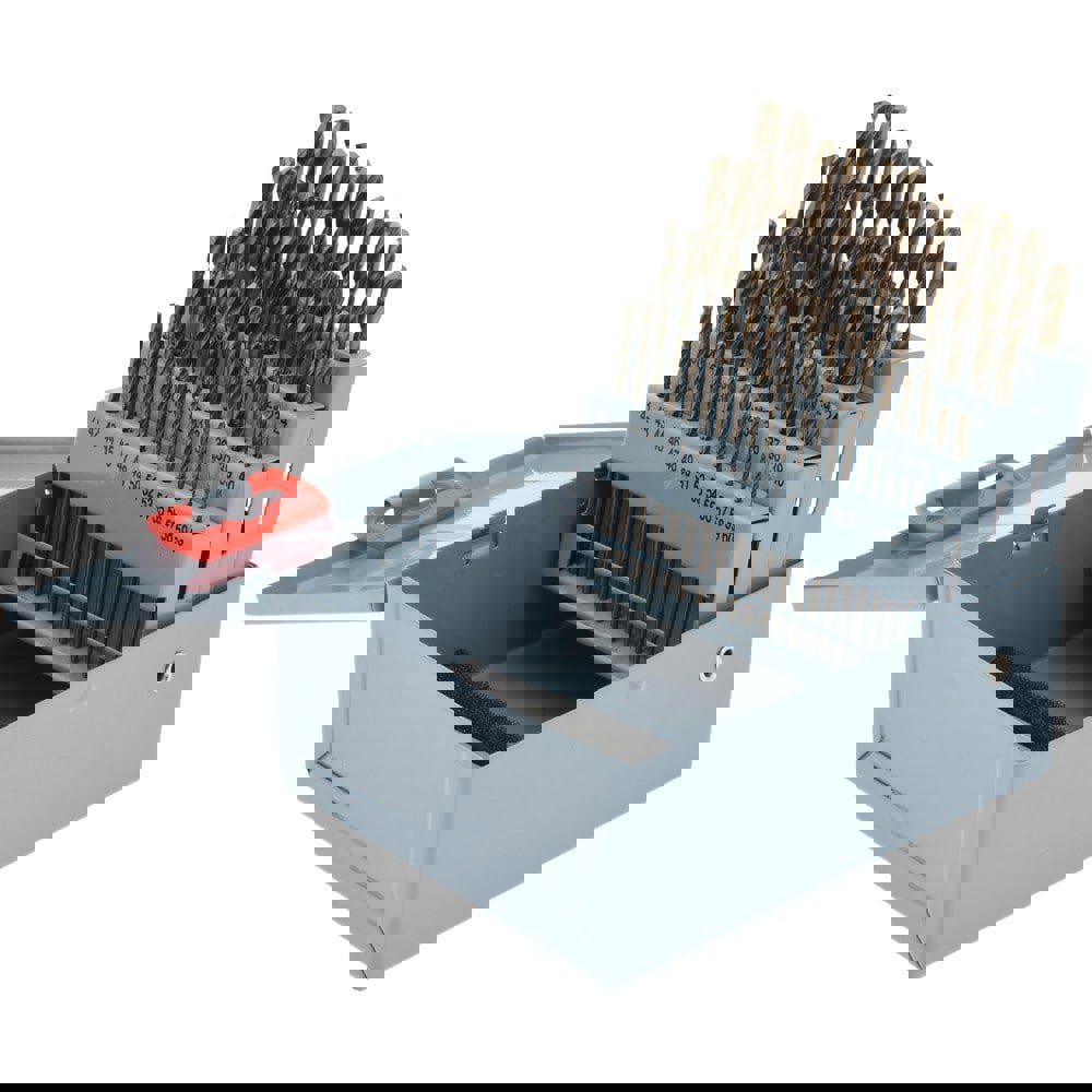 Drill Bit Set: Jobber Length Drill Bits, 60 Pc, 135 &deg;, Cobalt