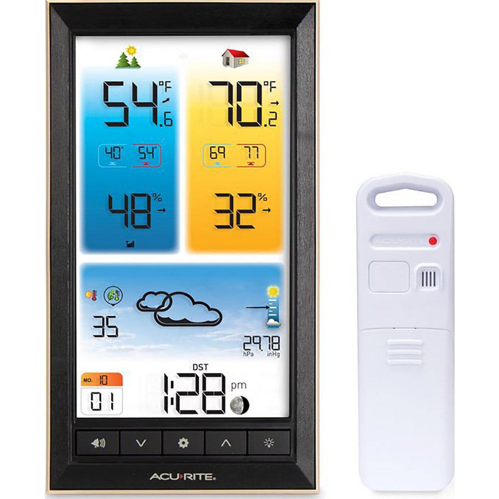 Weather Stations; Measures: Dew Point; Humidity; Temperature ; Wifi Capability: No ; Lightning Detector: No ; Measures Indoor Temperature: Yes ; Anemometer: No ; Measures Indoor Humidity: Yes