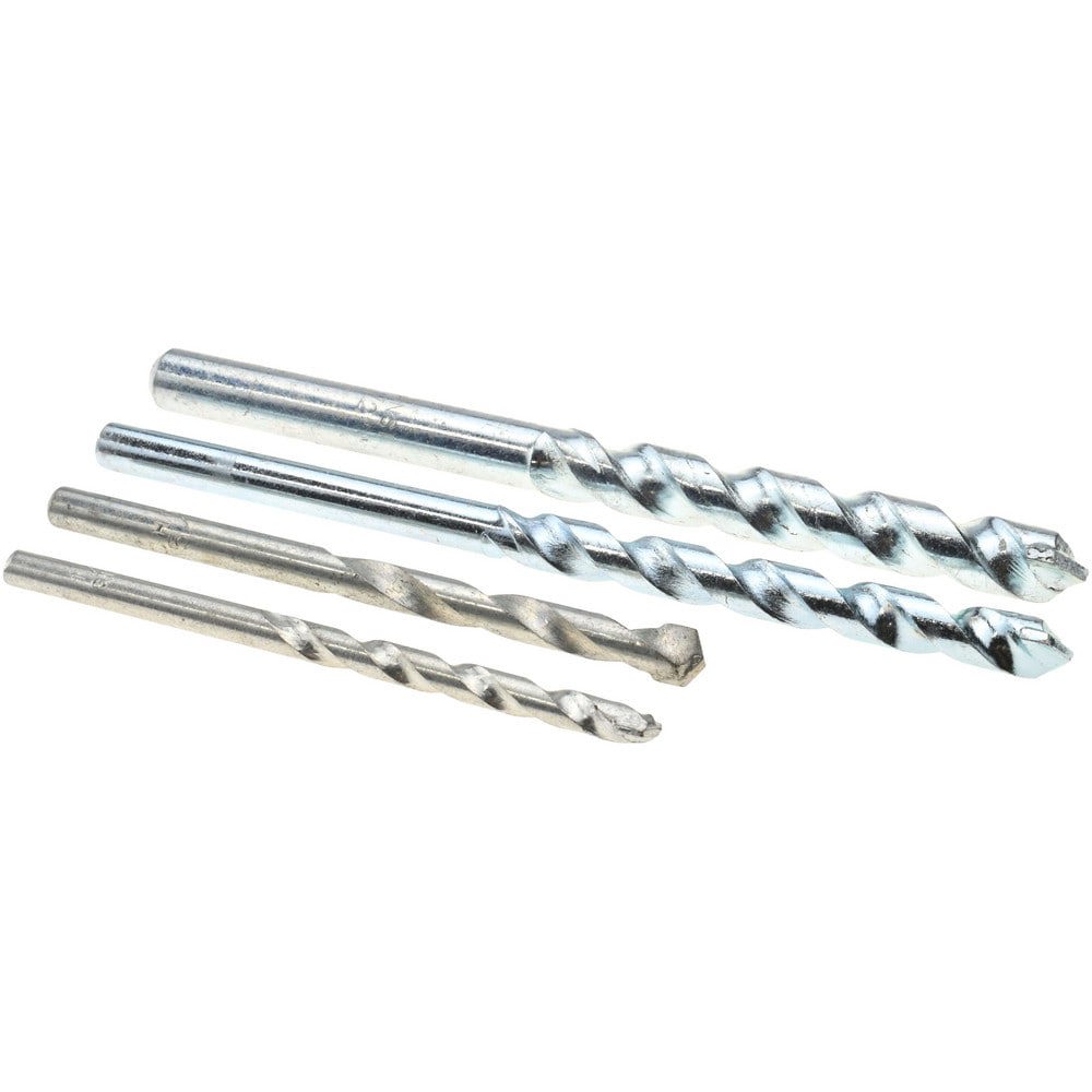 Drill Bit Set: Hammer Drill Bits, 4 Pc, 118 &deg;, Carbide Tipped