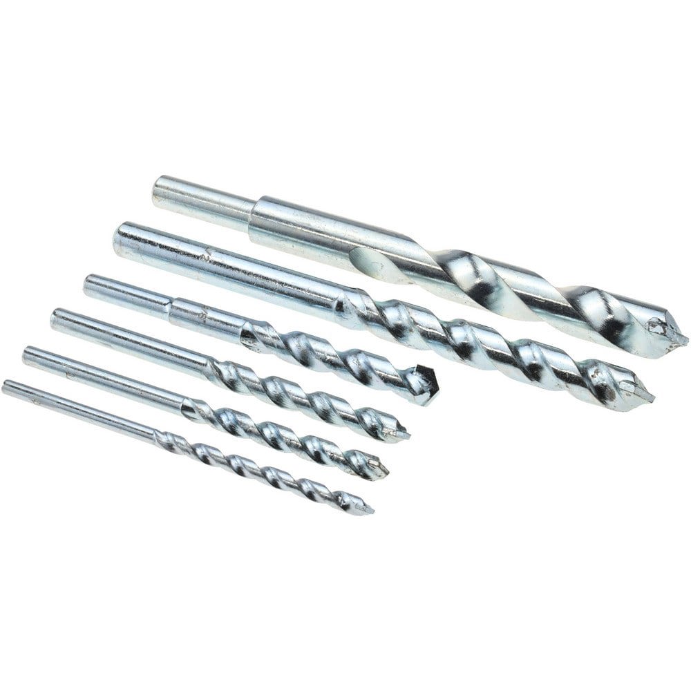 Drill Bit Set: Hammer Drill Bits, 6 Pc, 118 &deg;, Carbide Tipped