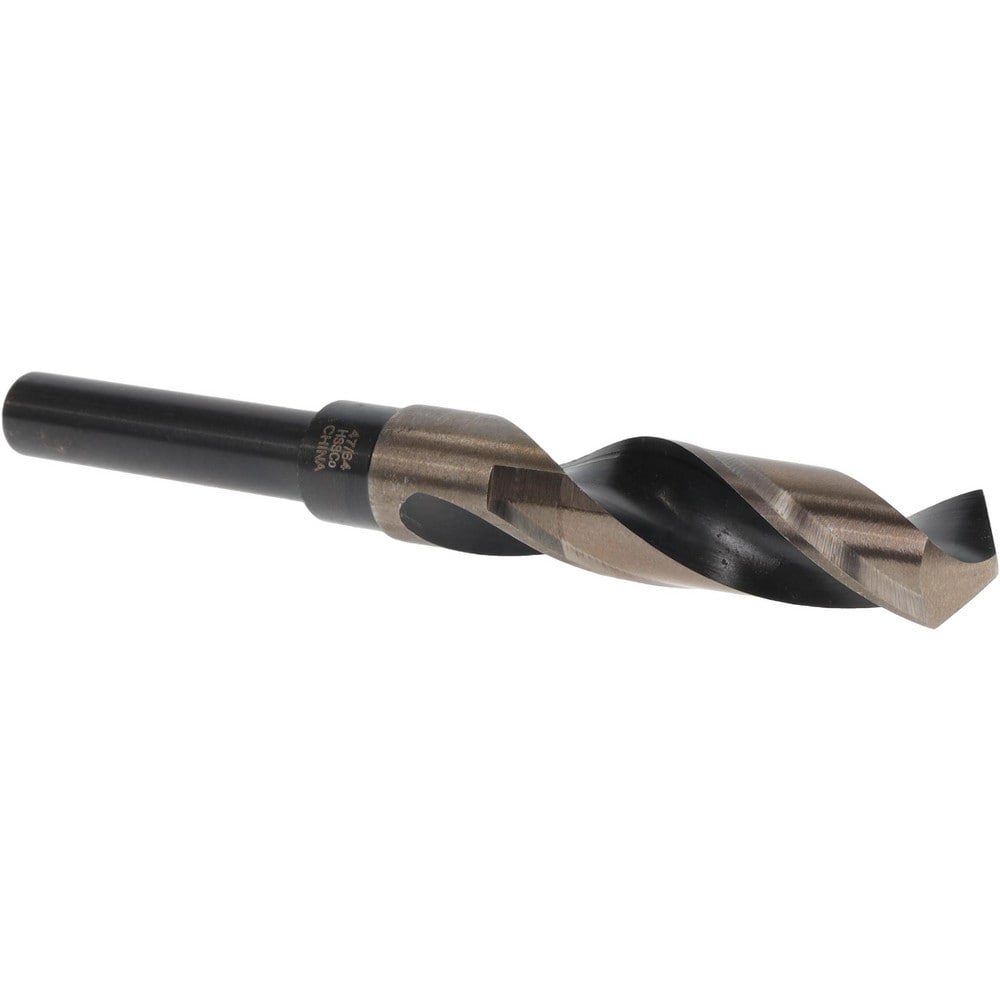 Reduced Shank Drill Bit: 47/64'' Dia, 1/2'' Shank Dia, 118 0, Cobalt