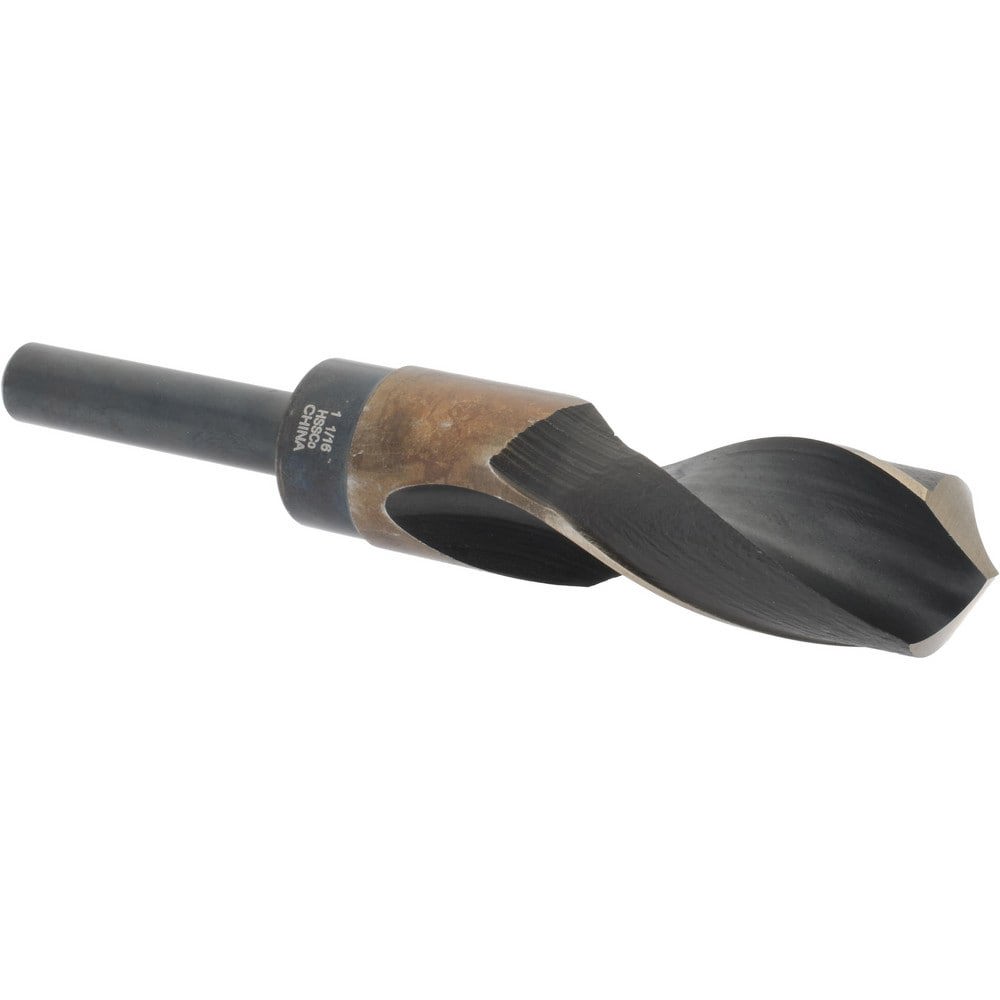 Reduced Shank Drill Bit: 1-1/16'' Dia, 1/2'' Shank Dia, 118 0, Cobalt