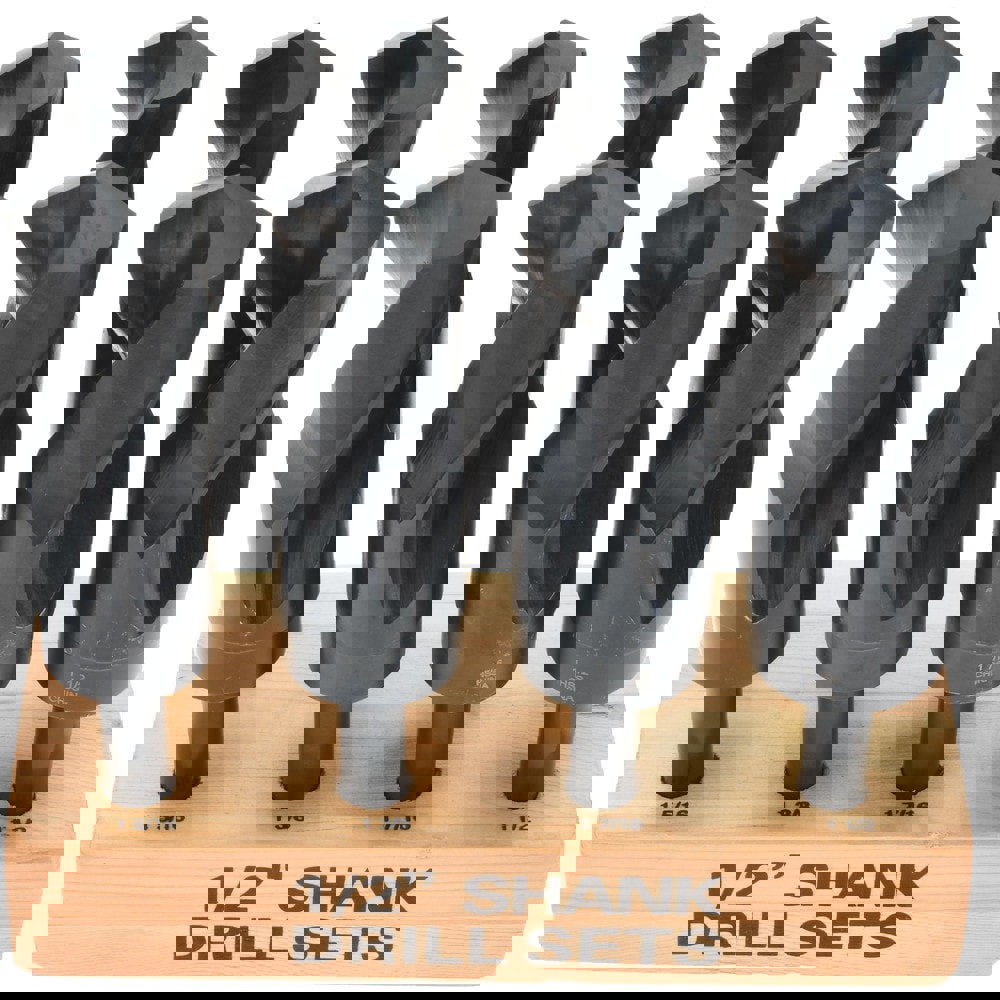 Drill Bit Set: Reduced Shank Drill Bits, 8 Pc, 118 &deg;, High Speed Steel