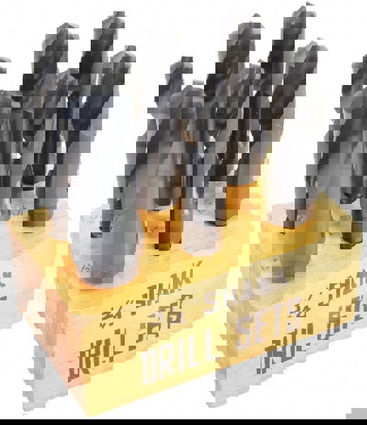 Drill Bit Set: Reduced Shank Drill Bits, 6 Pc, 118 &deg;, High Speed Steel