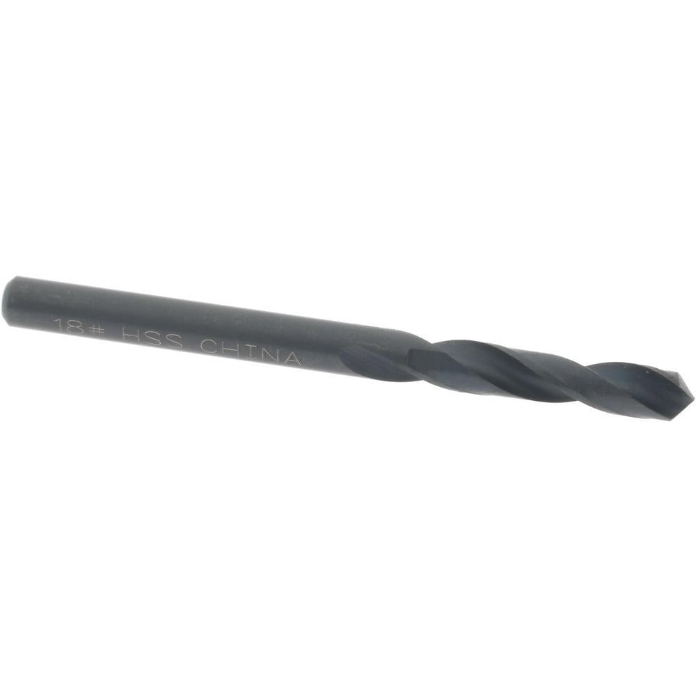 Screw Machine Length Drill Bit: Size #18, 118 deg Point, High-Speed Steel