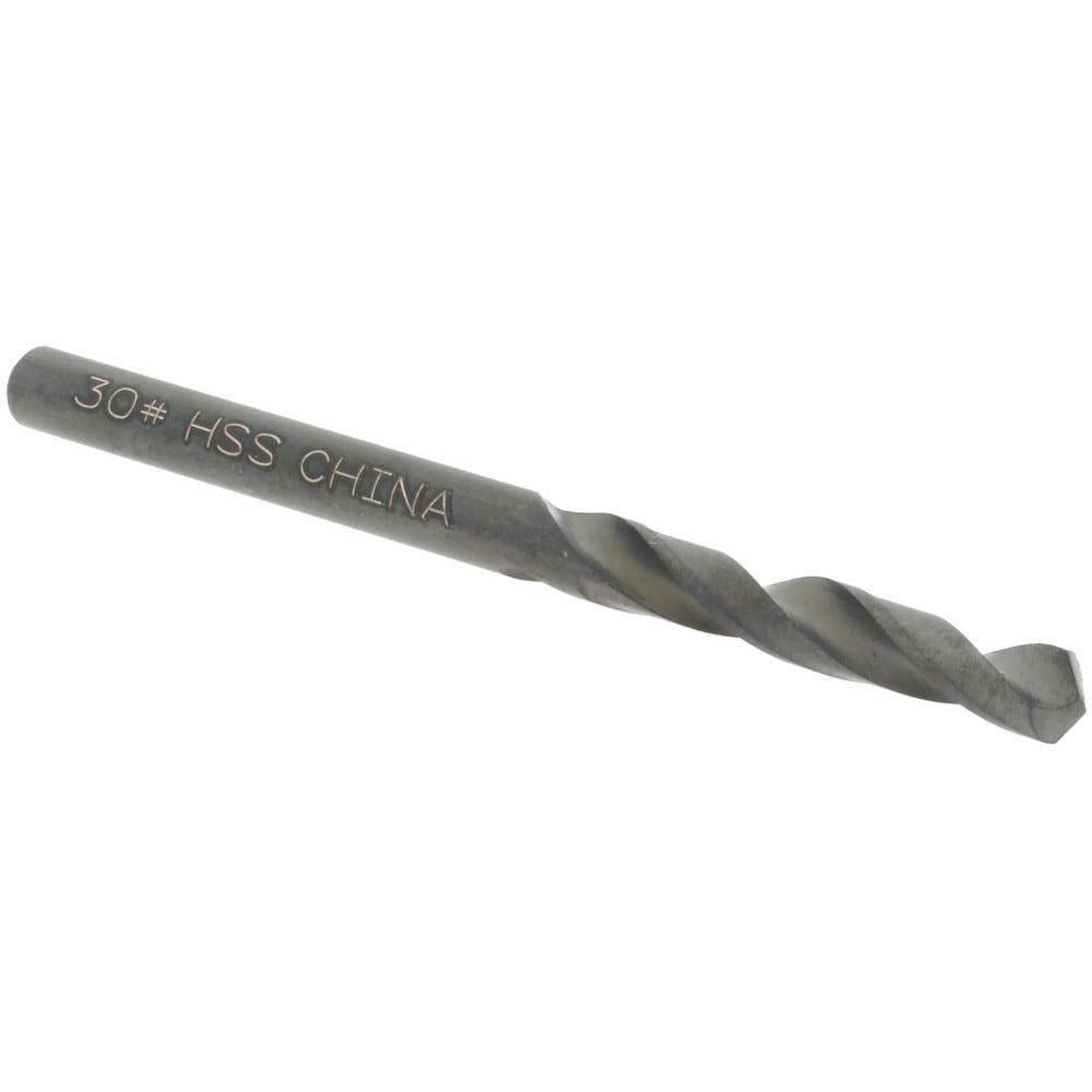 Screw Machine Length Drill Bit: Size #30, 118 deg Point, High-Speed Steel
