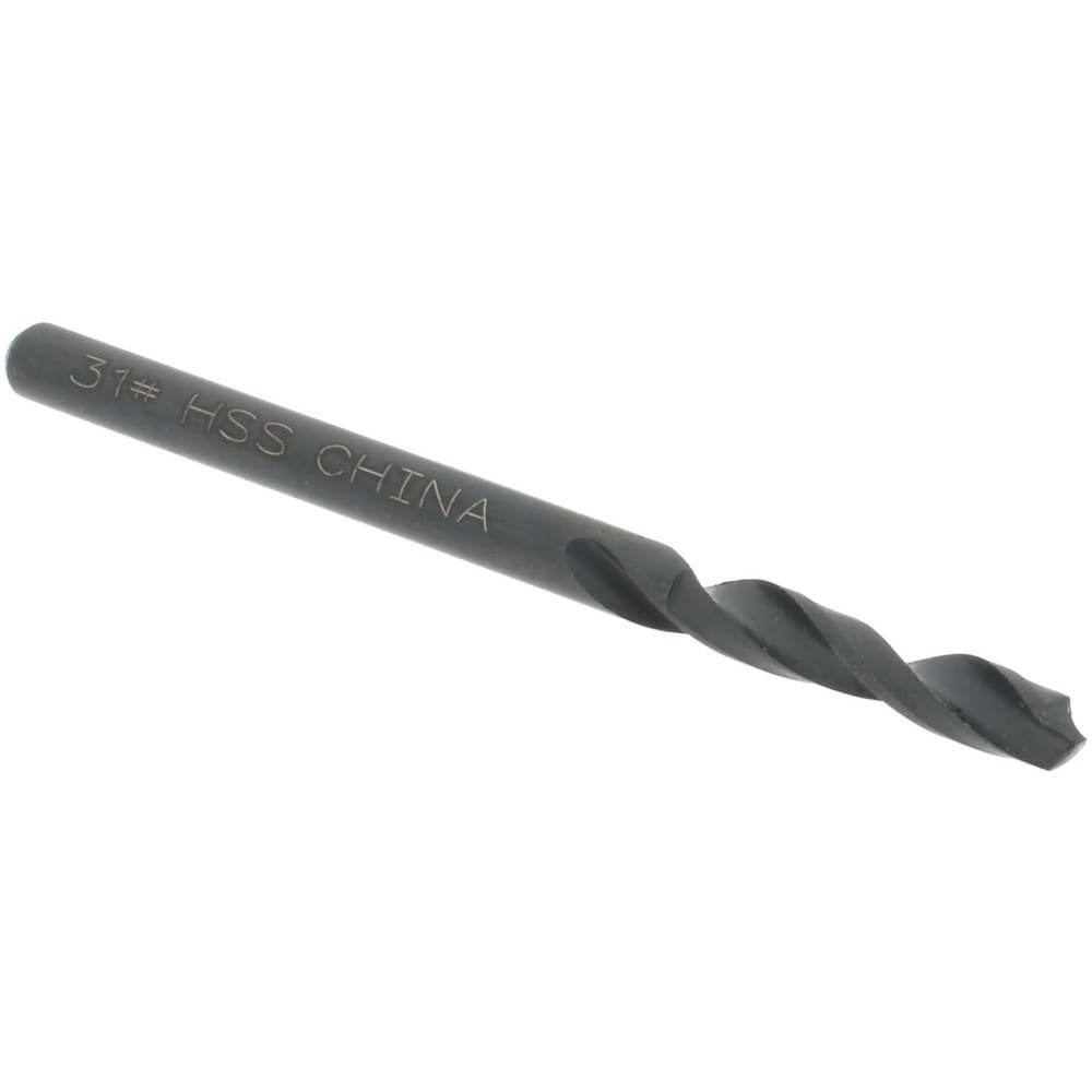 Screw Machine Length Drill Bit: Size #31, 118 deg Point, High-Speed Steel