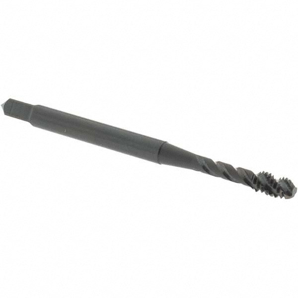 Spiral Flute Tap: #5-40 UNC, 3 Flutes, Bottoming, 2B/3B Class of Fit, Vanadium High Speed Steel, Oxide Coated
