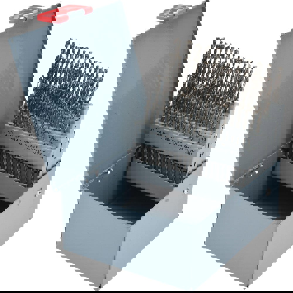 Drill Bit Set: Screw Machine Length Drill Bits, 60 Pc, 118 &deg;, High Speed Steel