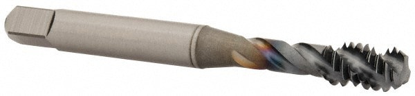 Spiral Flute Tap: 1/4-20 UNC, 3 Flutes, Bottoming, 3B Class of Fit, Vanadium High Speed Steel, TICN Coated