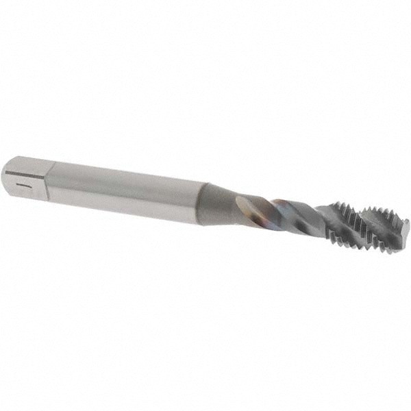 Spiral Flute Tap: 1/4-28 UNF, 3 Flutes, Bottoming, 2B Class of Fit, Vanadium High Speed Steel, TICN Coated
