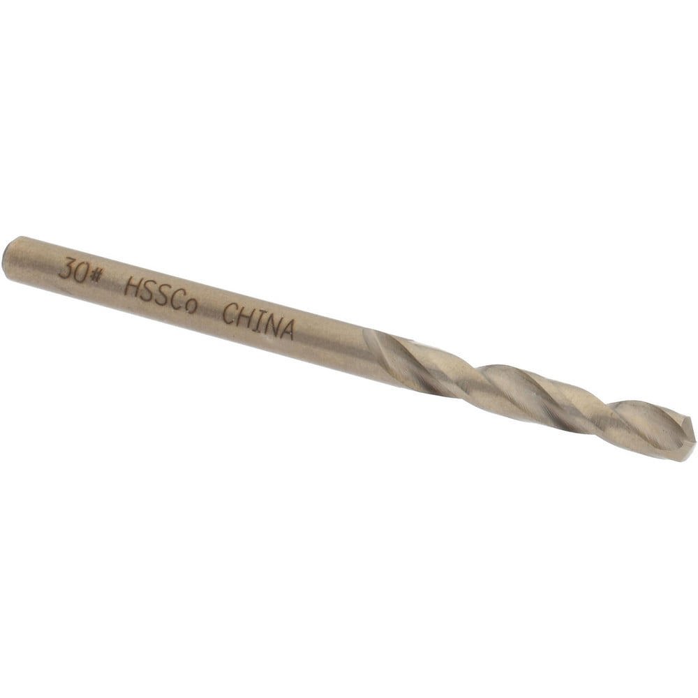 Screw Machine Length Drill Bit: Size #30, 135 deg Point, Cobalt