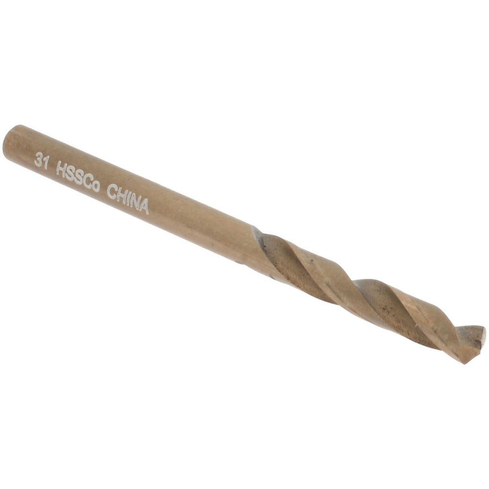 Screw Machine Length Drill Bit: Size #31, 135 deg Point, Cobalt