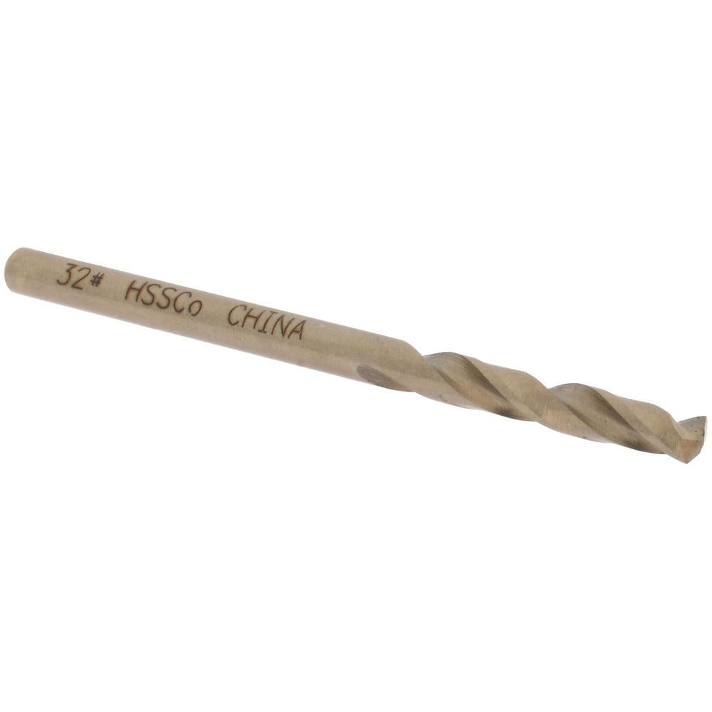 Screw Machine Length Drill Bit: Size #32, 135 deg Point, Cobalt