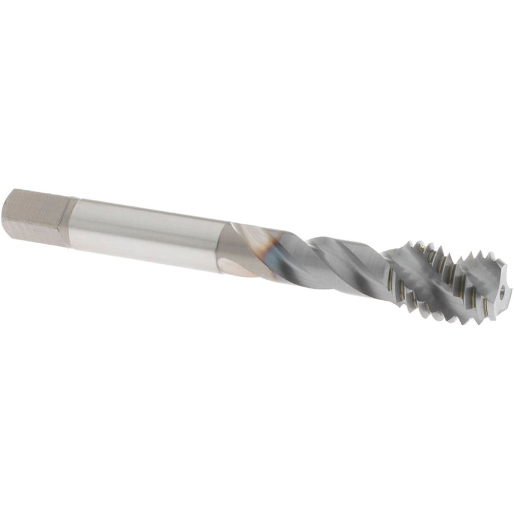 Spiral Flute Tap: 7/16-14 UNC, 3 Flutes, Bottoming, Vanadium High Speed Steel, TICN Coated