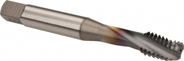 Spiral Flute Tap: #4-40 UNC, 2 Flutes, Bottoming, 2B/3B Class of Fit, Powdered Metal, TICN Coated