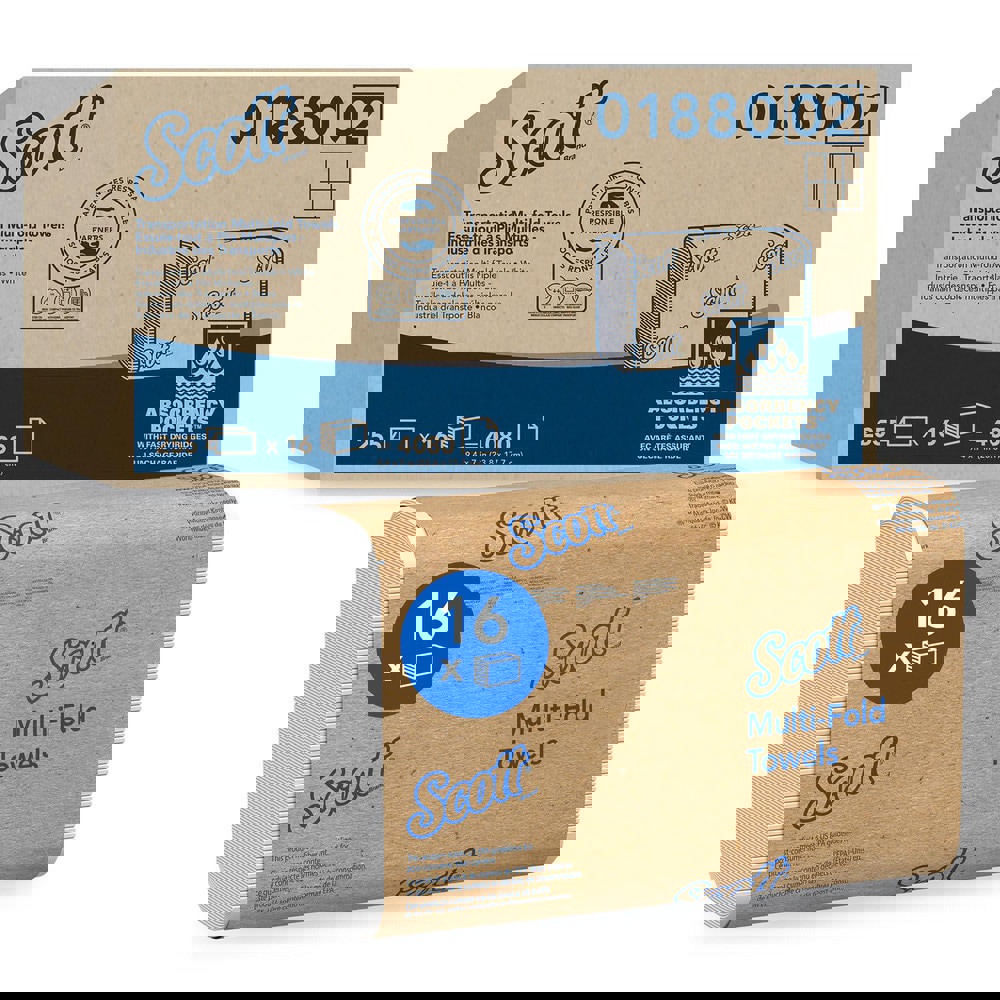 Multifold Paper Towels (01880), with Absorbency Pockets, Low Wet Strength, White