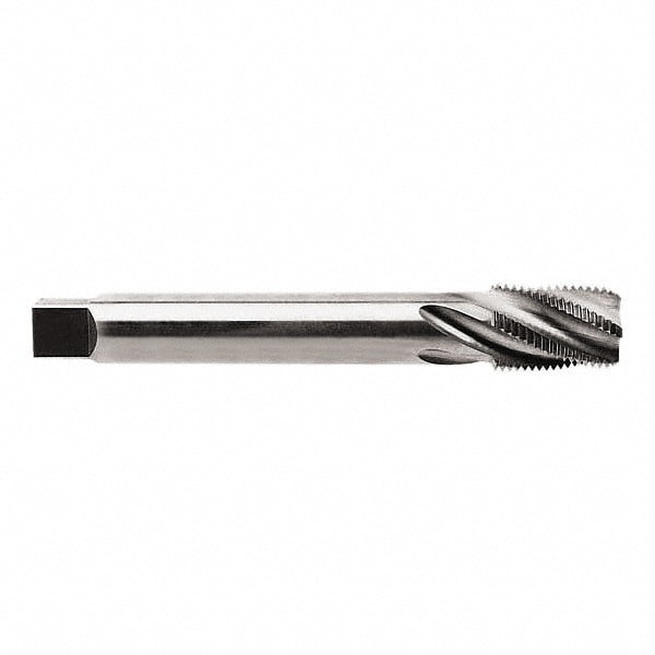 1/4-18 NPTF, 4 Flutes, Taper Chamfer, Bright Finish, High Speed Steel, Spiral Flute Pipe Tap