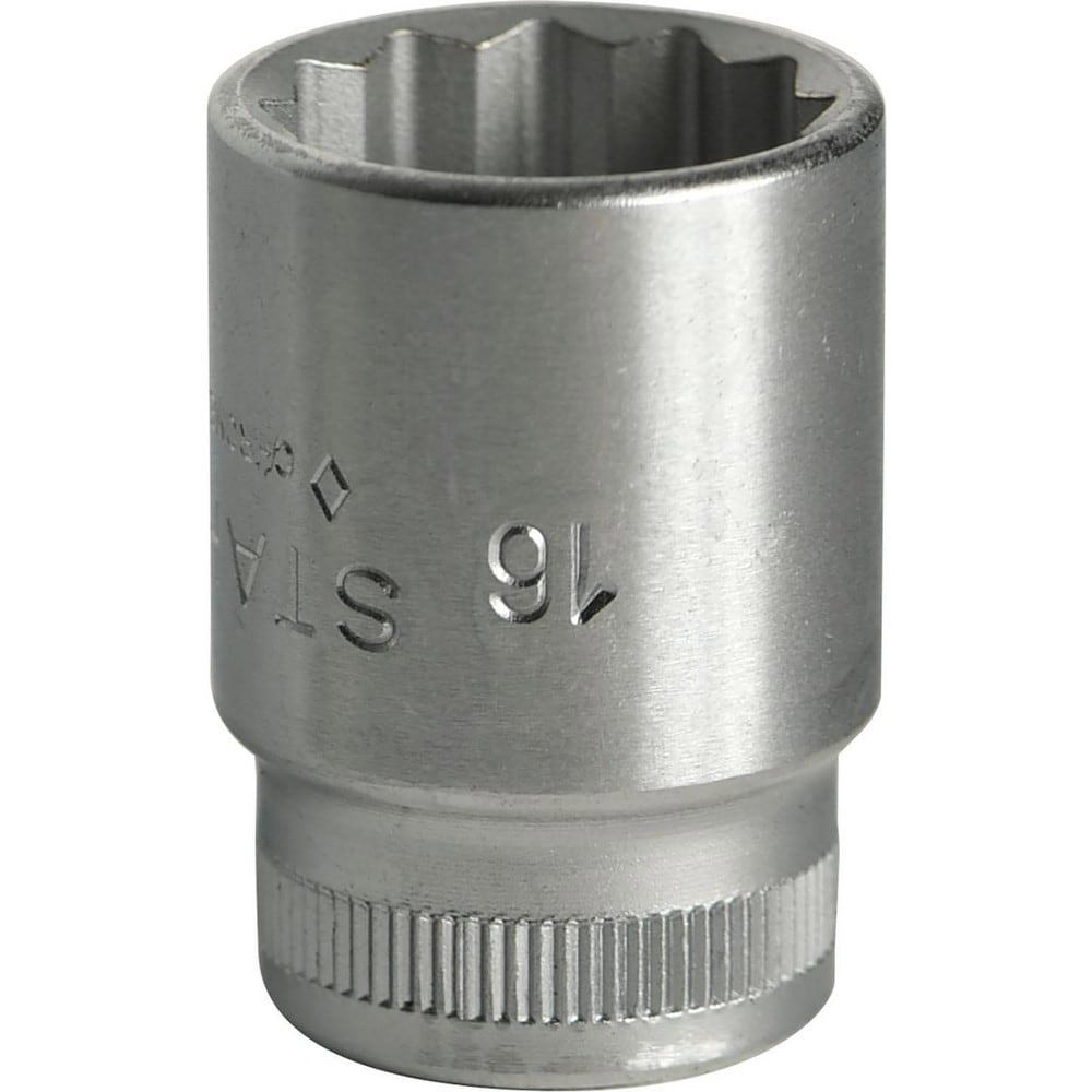 Hand Sockets; Socket Type: Standard ; Drive Size: 3/8in (Inch); Socket Size (mm): 16 ; Drive Style: Hex ; Number Of Points: 12 ; Overall Length (Decimal Inch): 1.0700