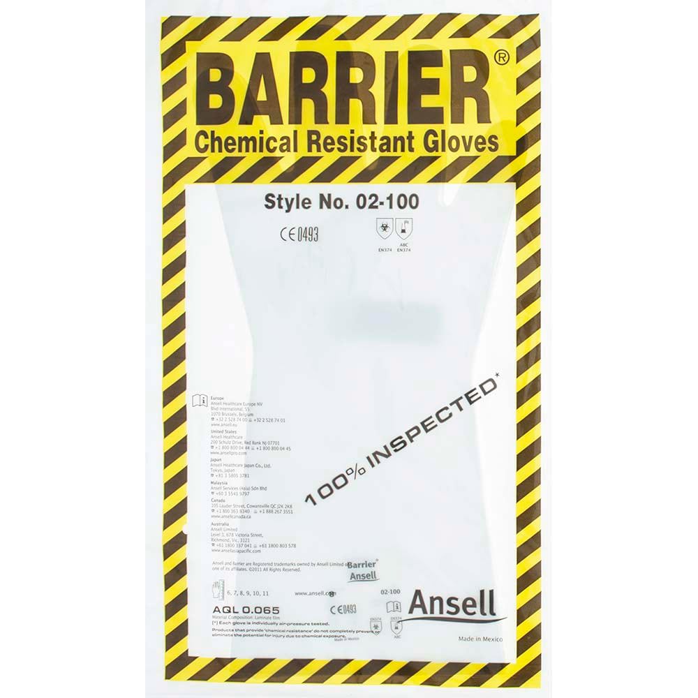 Series 02-100 Chemical Resistant Gloves: 0.06 Thick, Unsupported,