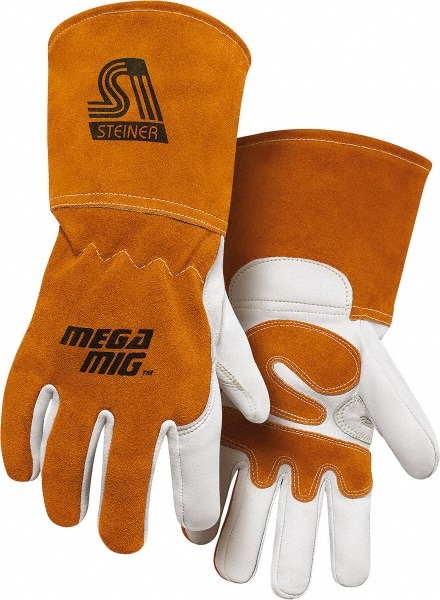 Welding Gloves: Size Large, Goatskin Leather, MIG Welding Application