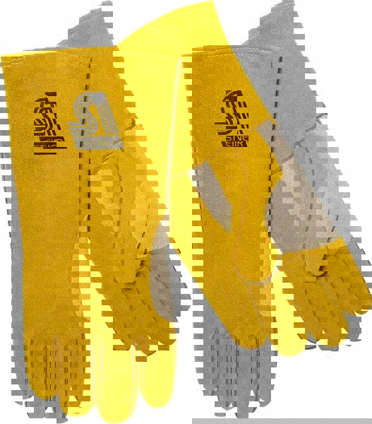 Welding Gloves: Size Large, Cowhide Leather, Stick Welding Application
