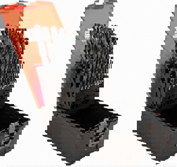 Drill Bit Set: Reduced Shank Drill Bits, 29 Pc, 118 °, High Speed Steel