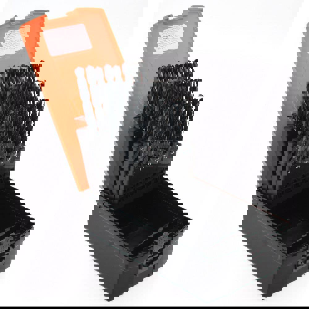 Drill Bit Set: Jobber Length Drill Bits, 26 Pc, 118 °, High Speed Steel