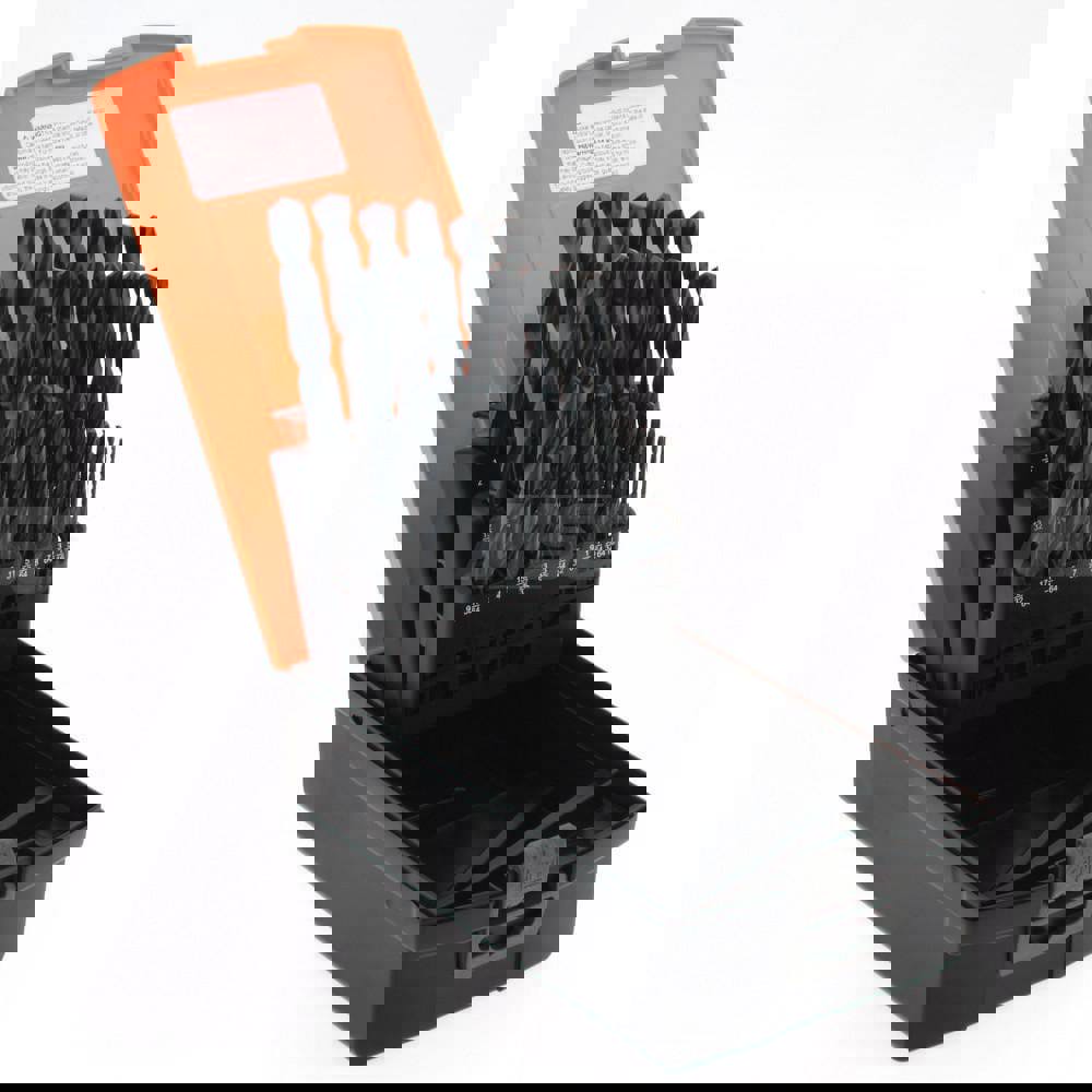 Drill Bit Set: Jobber Length Drill Bits, 29 Pc, 135 °, High Speed Steel