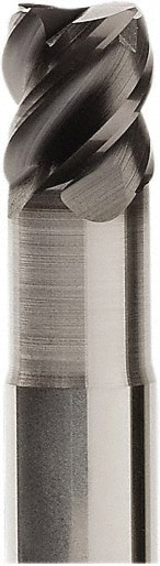Corner Radius End Mill: 4 mm Dia, 4 mm LOC, 0.5 mm Radius, 4 Flutes, Solid Carbide