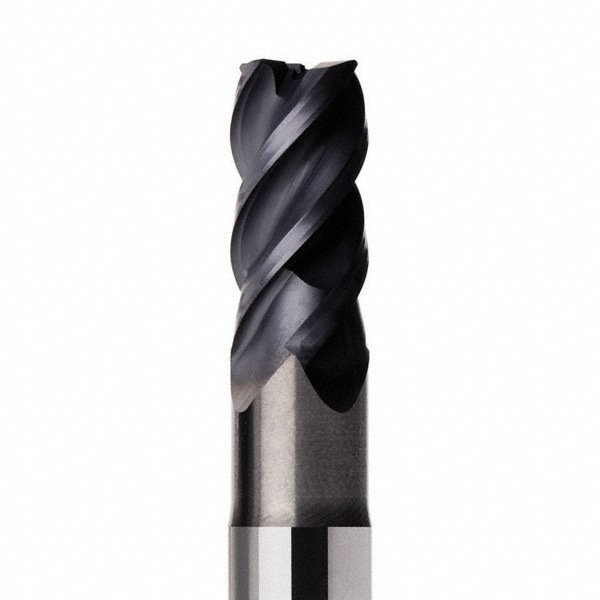 Corner Radius End Mill: 16 mm Dia, 32 mm LOC, 3.1 mm Radius, 4 Flutes, Solid Carbide