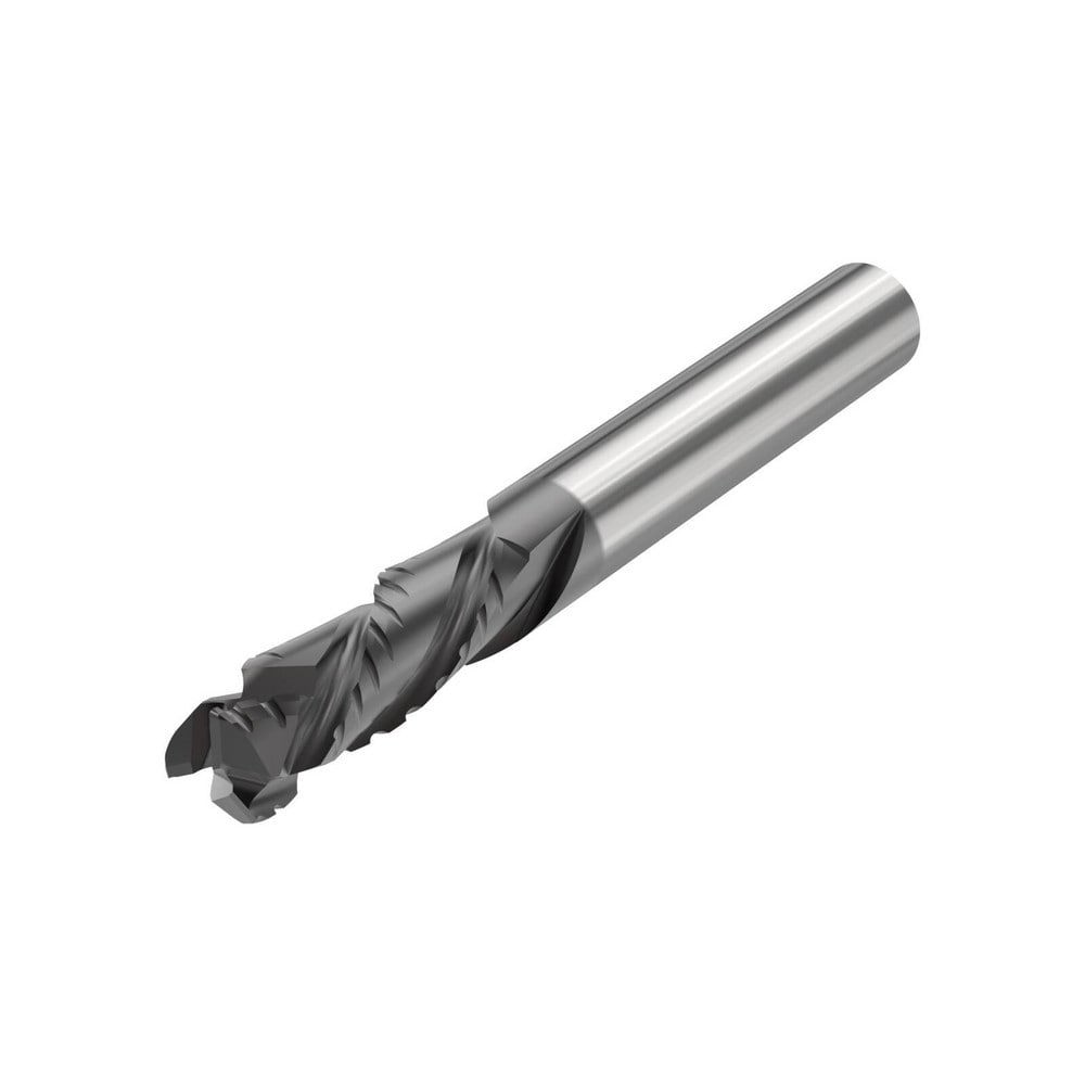 Corner Radius End Mill: 10 mm Dia, 30 mm LOC, 0.5 mm Radius, 3 Flutes, Solid Carbide