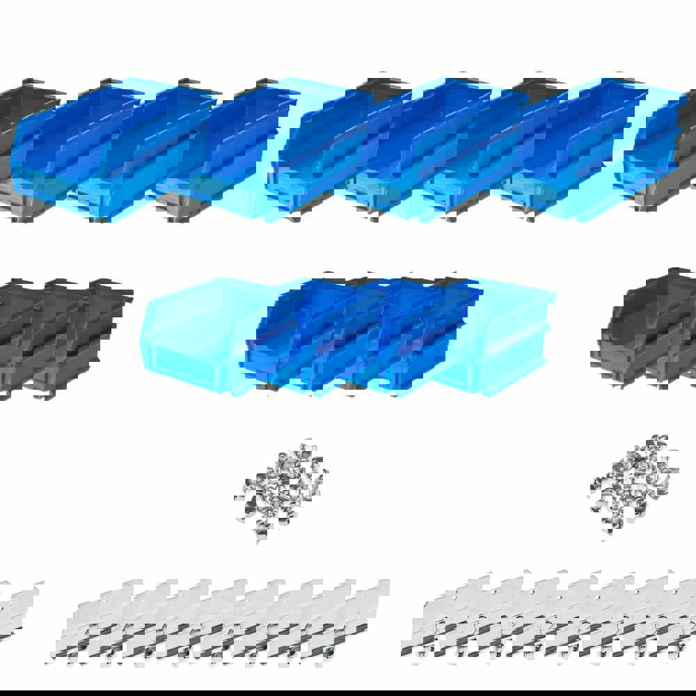 Plastic Hang & Stack Bin: Blue, 6-3/4 x 2-13/16 x 3-9/16