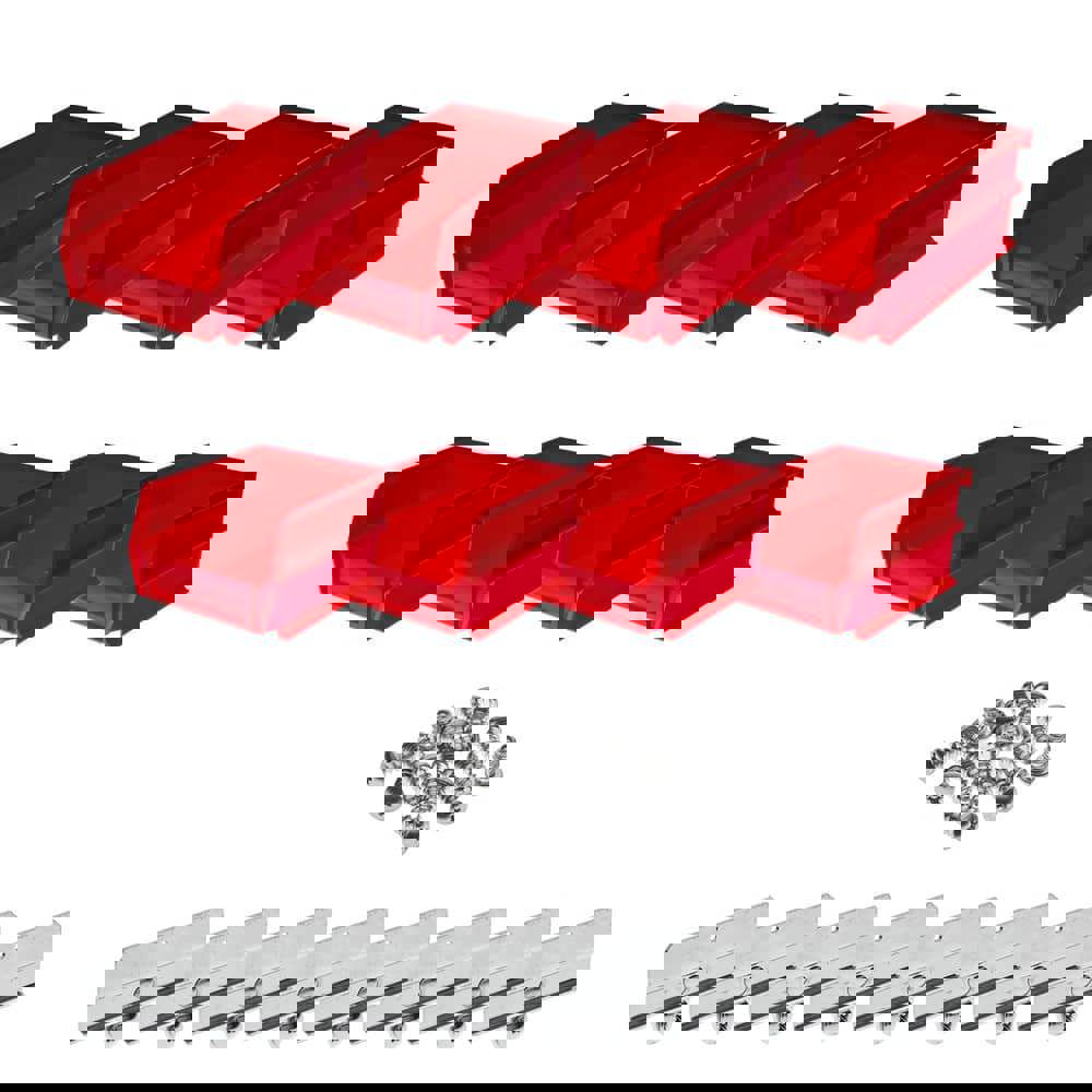 Plastic Hang & Stack Bin: Red, 6-3/4 x 2-13/16 x 3-9/16