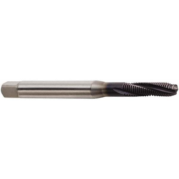 Spiral Flute Tap: M10x1.50 Metric, 3 Flutes, Modified Bottoming, 6H Class of Fit, Powdered Metal, TiAlN Coated