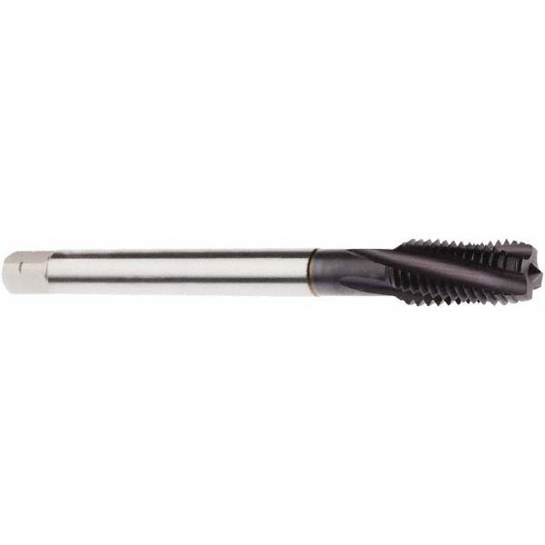 Spiral Flute Tap: M16x2.00 Metric, 4 Flutes, Modified Bottoming, 6H Class of Fit, Powdered Metal, TiAlN Coated
